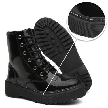 Imagem de Bota Coturno Feminina Tratorada - Lorenzzo Lopez, Verniz, 37