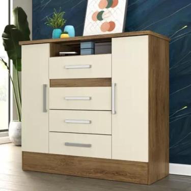 Imagem de Cômoda 4 Gavetas 2 Portas Laguna Rodial Móveis, Marrom