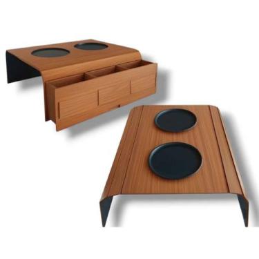 Imagem de Porta-Copos de Sofá com Nichos Organizador Kit com 2 Esteira MDF Luxo 