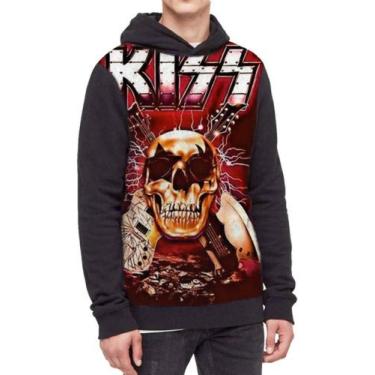 Imagem de Moletom Com Capuz Banda Kiss Ref:218 - smoke, Preto, GG