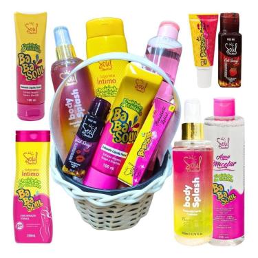 Imagem de Kit De Maquiagem Cesto Alça Couro Presentear Sabonete Facial