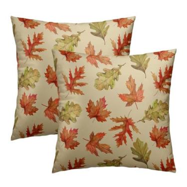 Imagem de Capa de travesseiro Kawani Fall Maple Leaves 55x55cm Pacote com 2