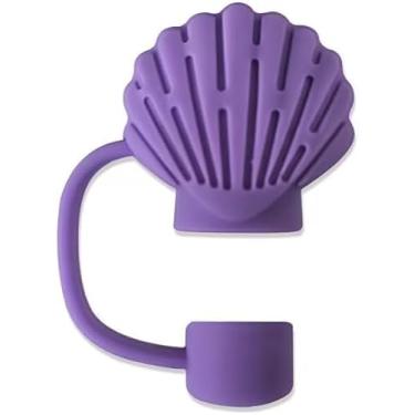 Imagem de Tampa de palha roxa para copo Stanley, tampa de palha de silicone de 10 mm para acessórios de copo Stanley, bonito topo de palha para copos, tampa de palha para canudos reutilizáveis