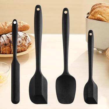 Imagem de Conjunto de 4 espátulas de silicone, espátula de borracha de grau alimentício com aderência ergonômica, conjunto de espátulas de borracha de silicone resistente ao calor para uso na cozinha, livre de
