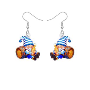 Imagem de Brincos pendentes de caneca de cerveja Oktoberfest, decorações fofas com design de gnomo de pretzel e panda para festivais de cerveja, joias, presentes para mulheres, Medium, Acrílico, Sem pedra