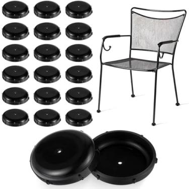 Imagem de 20 peças de móveis pretos, mesas e cadeiras, almofadas de canto de perna, ferro forjado, móvel ao ar livre, plástico circular, mesas e cadeiras de pátio, capas de pés de banquinho