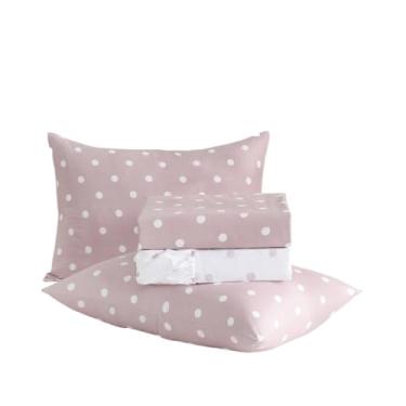 Imagem de Jogo De Lençol 4 Peças Poa Percal 400 Fios Aba(Poá Rose,Casal)