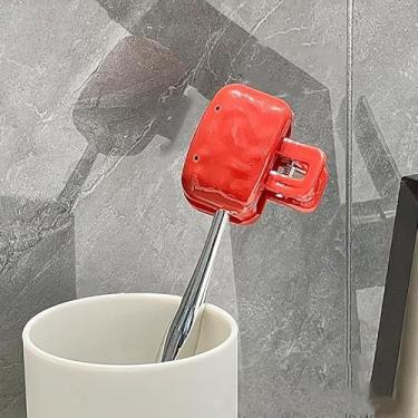 Imagem de Capas de escova de dentes protetor de escova de dentes portátil clipes protetor de viagem banheiro casa de banho suprimentos de viagem (vermelho)