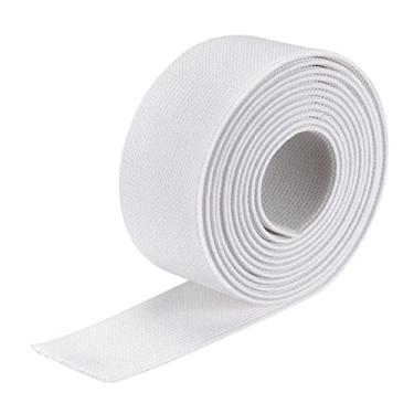 Imagem de Generic Banda elástica larga de sarja dupla face 3,8 cm (1 1/5.1 cm) plana 2 jardas trançado elástico carretel elástico alça elástica pesada branca para costura, cintura