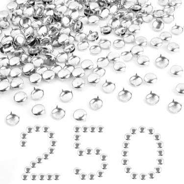 Imagem de Aemygo 250 peças de pregos redondos de 16 mm de prata para roupas, pontas punk de metal de latão para couro, pregos de pino para cinto de rock DIY, bolsa, sapatos, coleiras