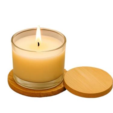 Imagem de Conjunto de 10 potes para velas de 150 ml com tampas de madeira e pavios Velas e decorações, castiçal porta vela