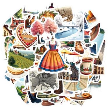 Imagem de 70 peças de adesivos de arquitetura de viagem, natureza cultural, festiva, adesivos de papelaria, adesivos de PVC detalhados para celular, laptop, scrapbook, bicicleta, laptop, bagagem, álbum de