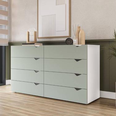 Imagem de Cômoda 8 Gavetas Porto Branco Verde Politorno Móveis