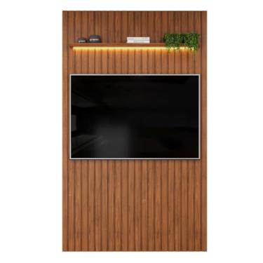 Imagem de Painel Para Tv Até 55 Polegadas 1,43m Ripado Autêntico com Led e Prateleira Montreal Madeirado