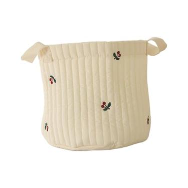 Imagem de JWQFBC Cesto Organizador de Fraldas para Bebês, Portátil, Essencial para Recém-nascidos, Porta-brinquedos Multifuncional, Bolsa para Guardar No Carro, Cereja Grande, Tamanho real