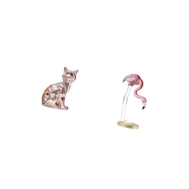 Imagem de Fenteer Escultura Decorativa de Flamingo-gato em Resina, Peça de Arte Moderna, Ornamento para Lareira, Jardim, Decoração de Casa, Suporte de Metal para Pássar