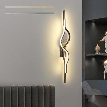 Imagem de GZZBMY Lâmpada de parede interna LED com controle remoto Lâmpadas de parede longas reguláveis Iluminação de parede de alumínio criativa moderna para sala de estar escada quarto corredor 3000 K-6500 K
