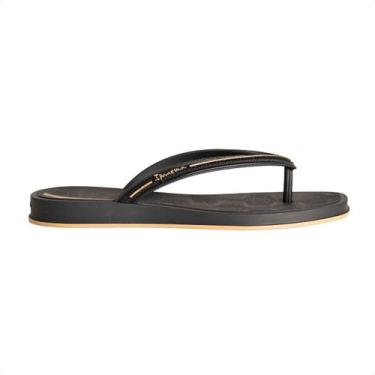 Imagem de Chinelo Feminino Dedo Ipanema Glow, Preto, Preto, Dourado, 33/34