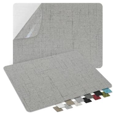 Imagem de ZESION Peças De Remendos Tecido Linho Autoadesivos, Reparo Rápido Para Sofás, Tendas, Assentos Carro / 8" X 11", Cinza Flor