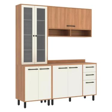 Imagem de Armário De Cozinha Compacta Modulada 3 Peças Com Balcão Havana Multimóveis Cr20331 Rovere/champanhe