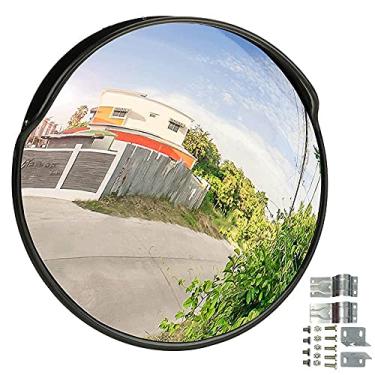 Imagem de XNXWDZ Espelho convexo, espelho externo interseção espelho grande angular espelho de direção de estrada, para cantos internos e externos, corredor de estrada, 45 cm
