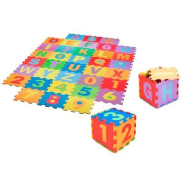 Imagem de Tapete Infantil Eva Alfanumérico 28x28cm 5mm Kit Com 36 PÇAS - Evamax