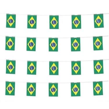 Imagem de Kit C/ 2 Varal Bandeira Do Brasil 40 Bandeirinhas - D' Presentes