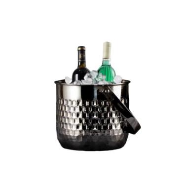 Imagem de Balde de gelo de aço inoxidável bicamada preservação do calor isolamento frio bonito KTV champanhe vinho tinto cerveja gelo bloco de gelo balde comercial (prateado)