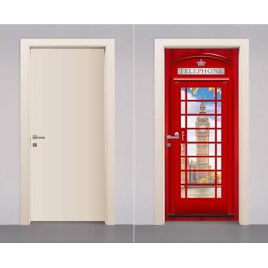 Imagem de Adesivo Envelopamento Decorativo de Porta Madeira Cabine Telefonica Londres (90cm)