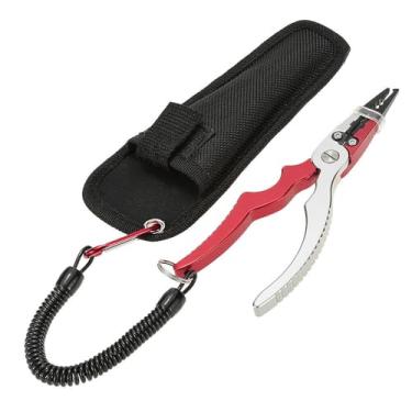 Imagem de Alicate de pesca de alumínio, cortadores de anel dividido, ganchos, removedor, suporte de pesca, equipamento com bainha oxe segurança, quintal