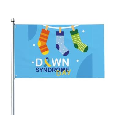 Imagem de Bandeira do Dia Mundial da Conscientização da Síndrome de Down 0,9 x 1,5 m, dupla face, jardim, quintal, casa, banner, interior, exterior, decoração, festa, festa