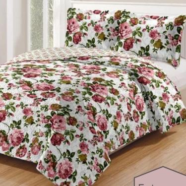 Imagem de Kit Cobre Leito Colcha Daily Casal 3 Peças Dupla Face Estampado - Floral 48 - 100% Poliéster