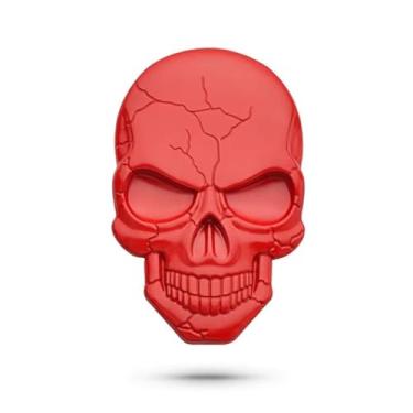 Imagem de Adesivo de emblema de carro de caveira 3D - Decalque de carro para automóvel/motocicleta, acessórios de caveira com adesivo forte - vermelho