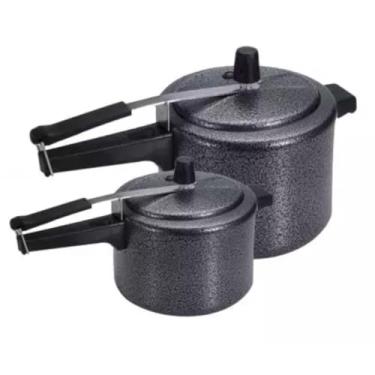 Imagem de Conjunto de Panela de PressãO Preta de Duas PeçAs, UtensíLios de Cozinha Antiaderentes e DuráVeis – Essenciais Para Cozinhar.(3 LITROS & 10 LITROS)