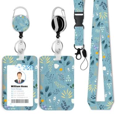 Imagem de Porta-crachá de identificação de flor com cordão separável e carretel retrátil resistente - chaveiro mosquetão giratório de 360° para mulheres, estudantes, professores, enfermeiros, uso no escritório