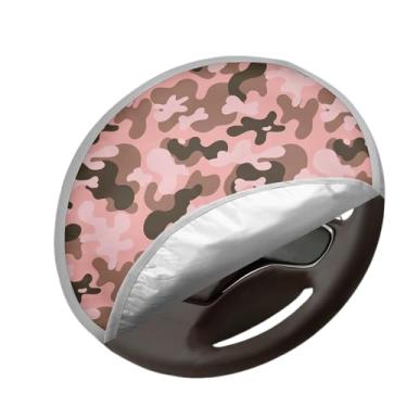 Imagem de Temdrsuy Protetor solar para volante de carro, 43 cm de camuflagem rosa para volante - Padrão geométrico rosa e blush macio