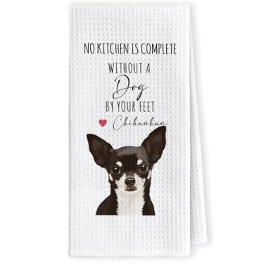 Imagem de LKETW Toalhas de cozinha chihuahua pretas engraçadas - presentes chihuahua para mulheres, toalha de mão para amantes de cães, mãe, pai, dono, presente, para amantes de animais de estimação, toalha de