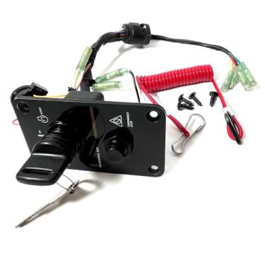 Imagem de BOVZOR Substituição de painel de interruptor de ignição de motor único para motores de popa marítimos - Caixa de controle principal à prova d'água com interruptor de chave (OE # 704-82570-12-00 704