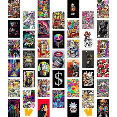 Imagem de Libemz, Kit de colagem de parede estética Hypebeast 50 peças - 10 x 15 cm - Decoração de quarto Hypebeast, kit de colagem de parede estética, estampas de pôsteres legais para adolescentes, meninos