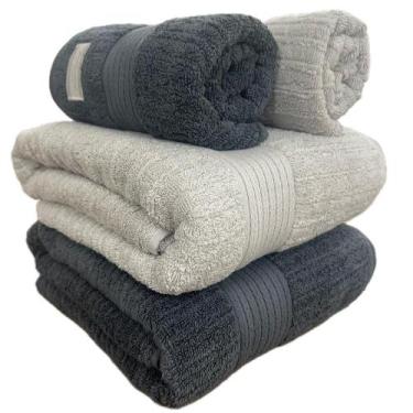 Imagem de Jogo De Toalha Banhão Gigante Buddemeyer Fio Penteado Canelado 4pçs Al