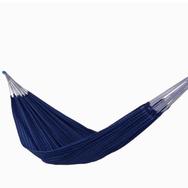 Imagem de Rede de Dormir e Descanso Casal Pérola 100% Algodão Jaguaruana. (Azul e Branco)