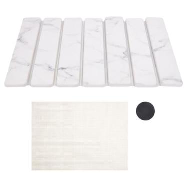 Imagem de OlYCRAFT Tapete de secagem de pratos de pedra para balcão de cozinha, 29 x 40 cm, dobrável, marmorizado, dobrável, de secagem rápida, tapetes absorventes de terra de diatomáceas para cozinha, pratos