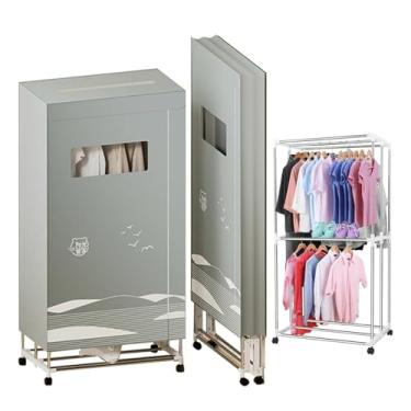 Imagem de Arejador de roupas aquecido portátil - Secador de roupas elétrico de 2 níveis de 1200W - Estante elétrico dobrável para secar em breve com janela de visualização e temporizador de 180 minutos
