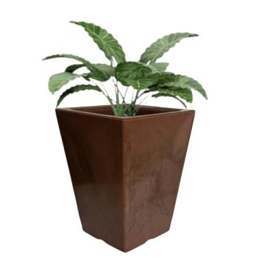 Imagem de Vaso Polietileno Plantas Jardim Coluna Quadrada Marmorizado (Marrom Cacau)