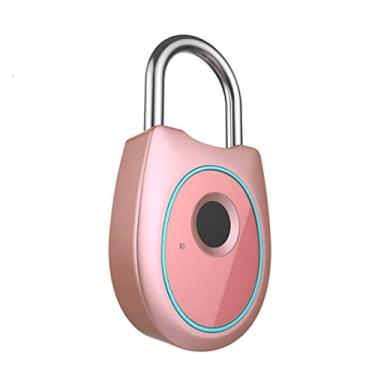 Imagem de Cadeado de impressão digital IP65 antifurto inteligente para esportes academia escola porta exterior cerca mochila mala, mala de bagagem, escritório, sem aplicativo (cor: Rosa)