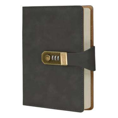 Imagem de Caderno Agenda Diário Com Cadeado A5 288 Páginas Com Linhas E Fechadura E Marca-páginas Privacidade Para Escrita, Ideias, Estudo E Organização Escritorio Escola (Preto)