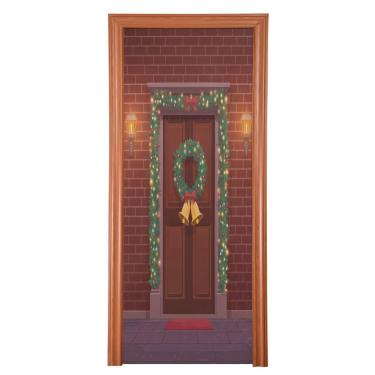 Imagem de Blueangle Capa de porta de guirlanda de Natal elástica - Faixa de porta frontal de tecido elástico para Natal, decoração de festa em casa ao ar livre (719)