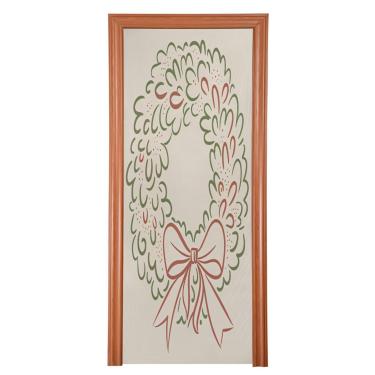 Imagem de ATTX Capa para porta da frente com laço de guirlanda de férias - Tecido elástico lavável decoração de férias para festas, casa, decoração de porta da frente, 81 x 199 cm (560)