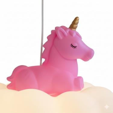 Imagem de Luminária Pendente Unicórnio Nuvem: Ilumine os Sonhos do Quarto Infantil (Bivolt)