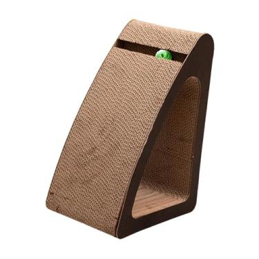 Imagem de Fenteer Arranhador triangular ondulado para gatos com bola de brinquedo para brincar, suprimentos portáteis para animais de estimação, centro de atividades, M